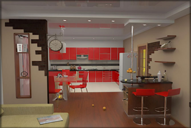 дизайн кухни 1комнатной квартиры